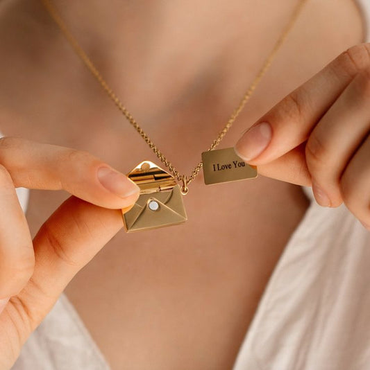 Envelope Love Necklace with Secret Message | Love Letter Necklace with Secret Letter Inside